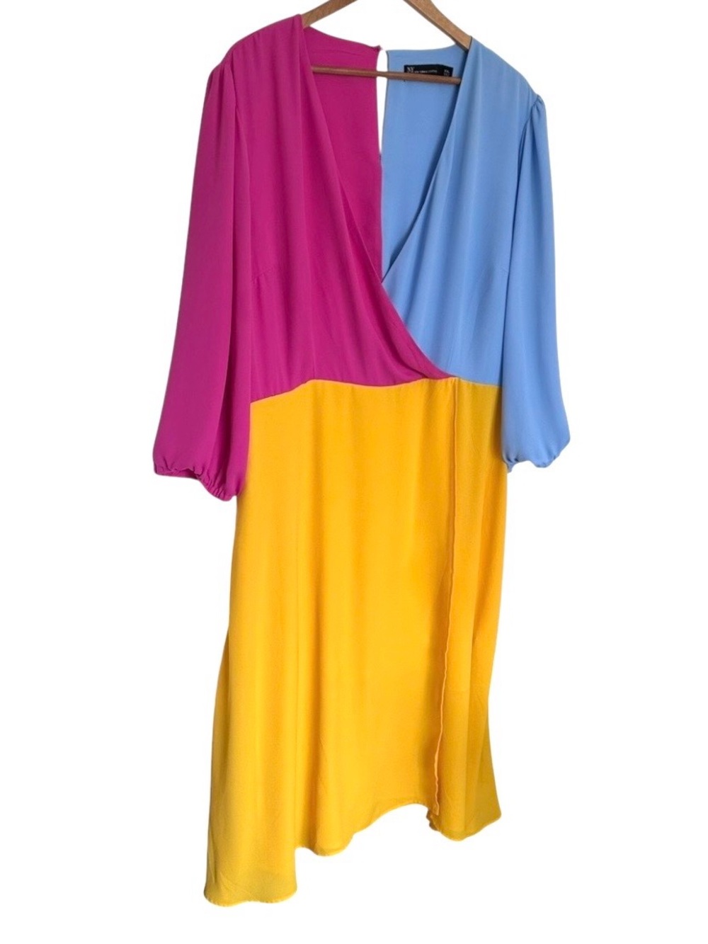 New York & Company Dress Women’s XXL Colorblock 3/4 Sleeve V Neck Lightweight